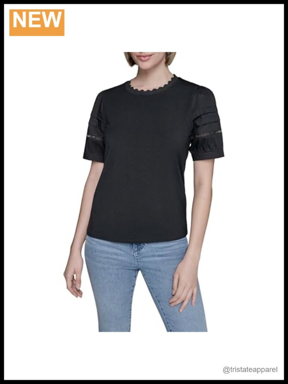 Karl Lagerfeld Blouse Pull On Fun Sleeves Collar Top
